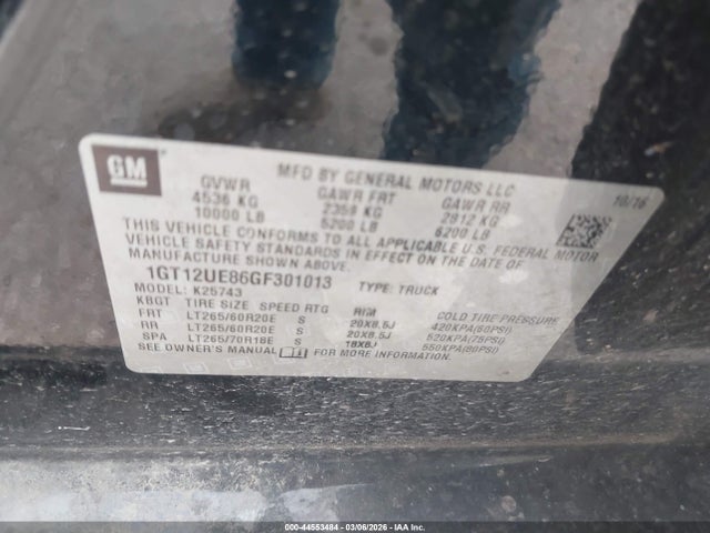 Продаж на аукціоні авто 2016 Gmc Sierra 2500hd Denali, vin: 1GT12UE86GF301013, номер лоту: 44553484