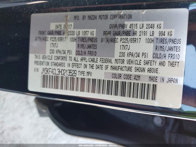 Продаж на аукціоні авто 2017 Mazda Cx-5 Touring, vin: JM3KFACL3H0213529, номер лоту: 44553485