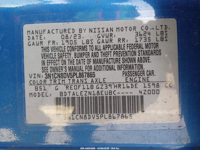 3N1CN8DV5PL867865 Nissan Versa 1.6 S Xtronic Cvt