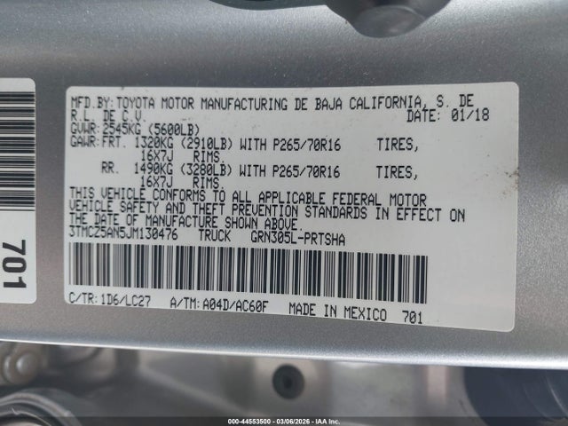 3TMCZ5AN5JM130476 Toyota Tacoma Trd Sport