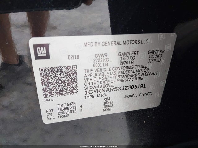 1GYKNARSXJZ205191 Cadillac Xt5 Standard