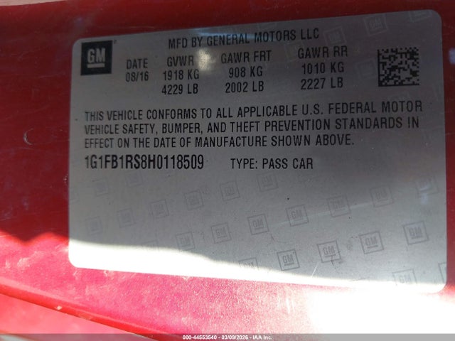 2017 CHEVROLET CAMARO 1G1FB1RS8H0118509 Photo 8