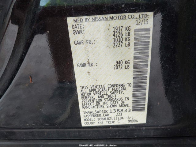 Nissan Altima 2.5 Sl 2016 1N4AL3AP1GC138833 Image 9