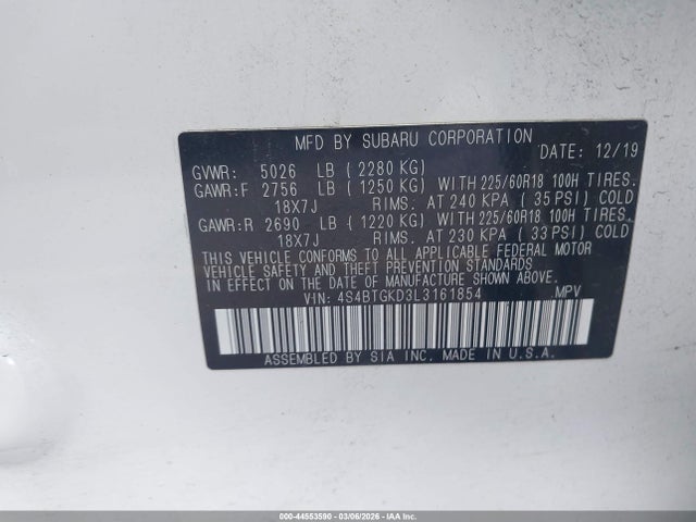 4S4BTGKD3L3161854 Subaru Outback Onyx Edition Xt