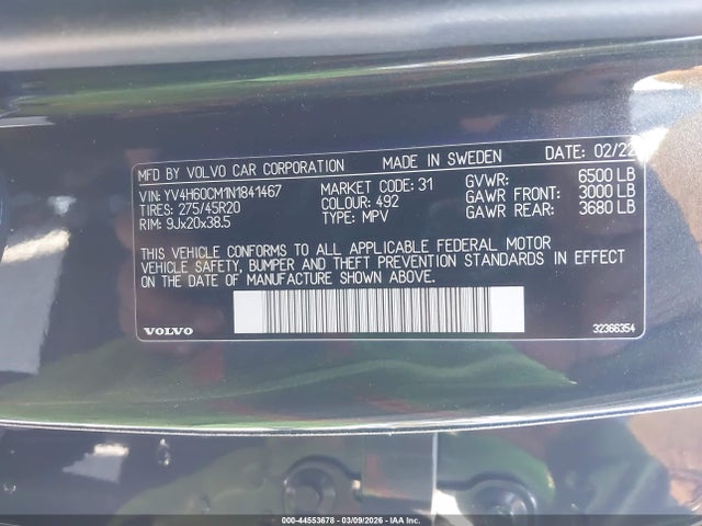 2022 VOLVO XC90 RECHARGE PLUG-IN HYBRID YV4H60CM1N1841467 Photo 8