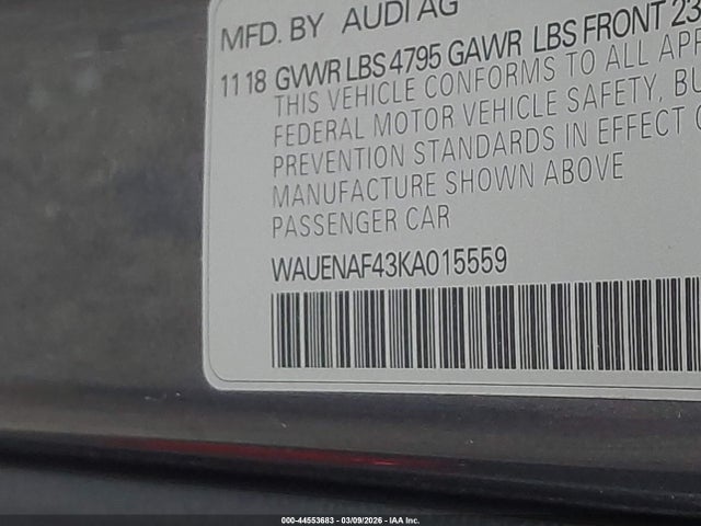 Продаж на аукціоні авто 2019 Audi A4 45 Premium, vin: WAUENAF43KA015559, номер лоту: 44553683