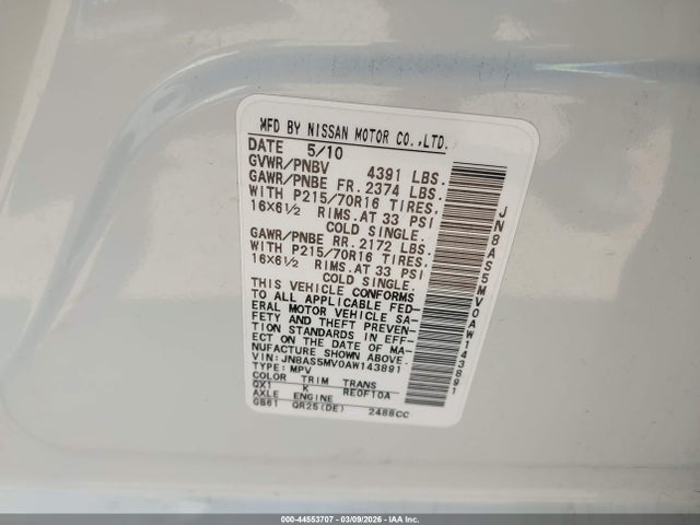 Aukcja sprzedaży 2010 Nissan Rogue S, vin: JN8AS5MV0AW143891, numer aukcji: 44553707