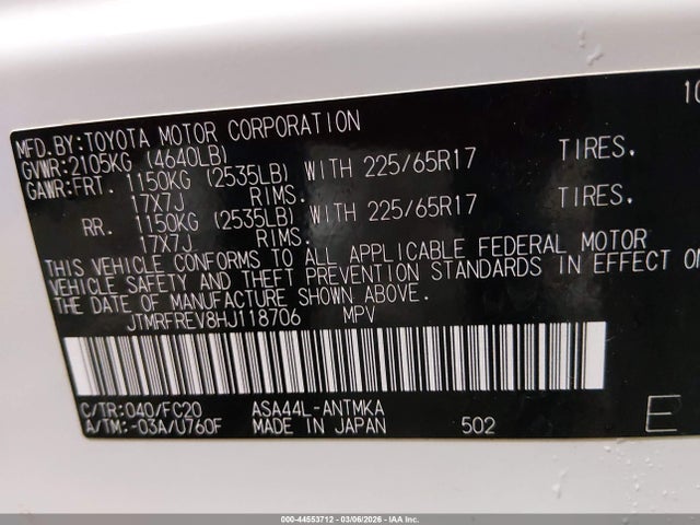 Toyota Rav4 Xle 2017 JTMRFREV8HJ118706 Image 9