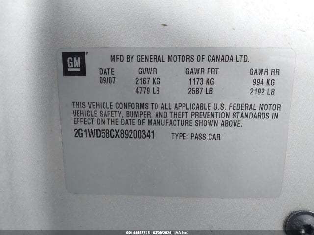 2008 CHEVROLET IMPALA 2G1WD58CX89200341 Photo 8