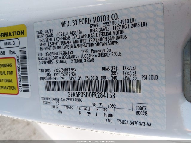 Ford Fusion Energi Titanium 2015 3FA6P0SU0FR284153 Image 9