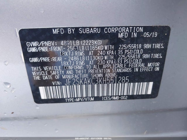 2019 SUBARU FORESTER JF2SKAKC3KH551285 Photo 8