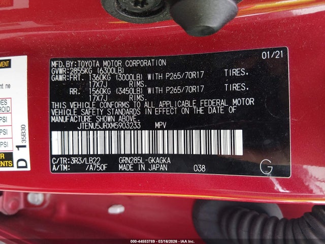 2021 TOYOTA 4RUNNER JTENU5JRXM5903233 Photo 8