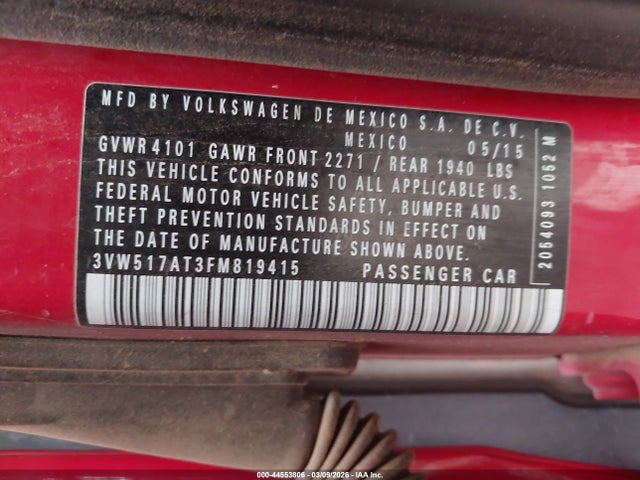 2015 VOLKSWAGEN BEETLE 3VW517AT3FM819415 Photo 8