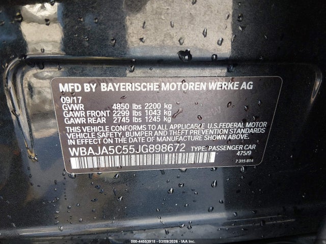 Продажа на аукционе авто 2018 Bmw 530i, vin: WBAJA5C55JG898672, номер лота: 44553918