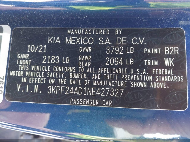2022 KIA FORTE 3KPF24AD1NE427327 Photo 8