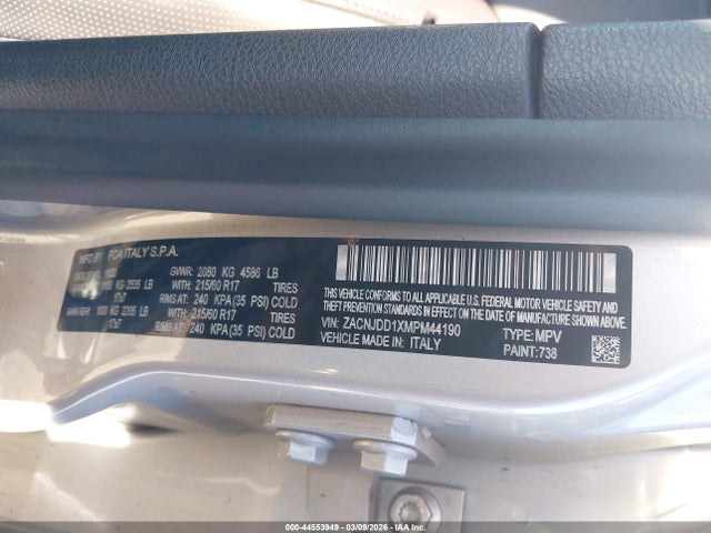 44553949 :رقم المزاد ، ZACNJDD1XMPM44190 vin ، 2021 Jeep Renegade Limited 4x4 مزاد بيع