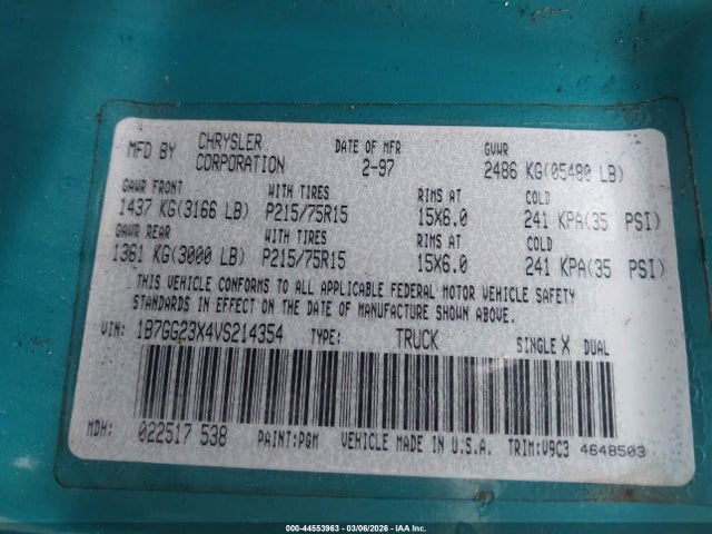 1997 DODGE DAKOTA 1B7GG23X4VS214354 Photo 8