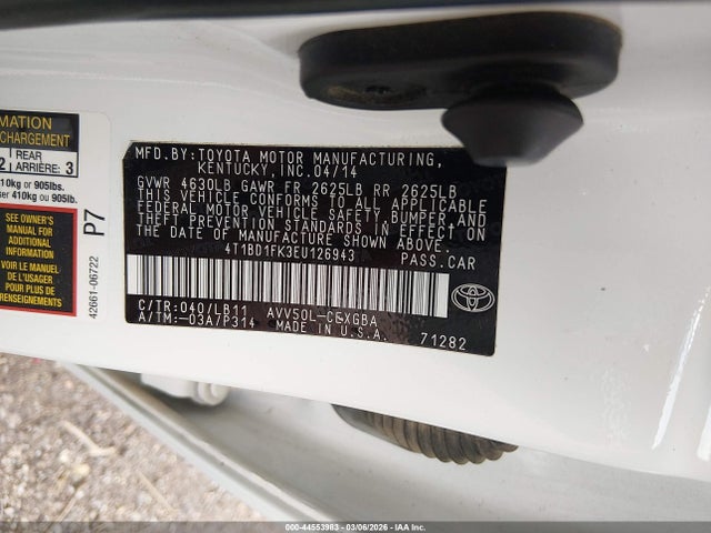 4T1BD1FK3EU126943 Toyota Camry Hybrid Xle