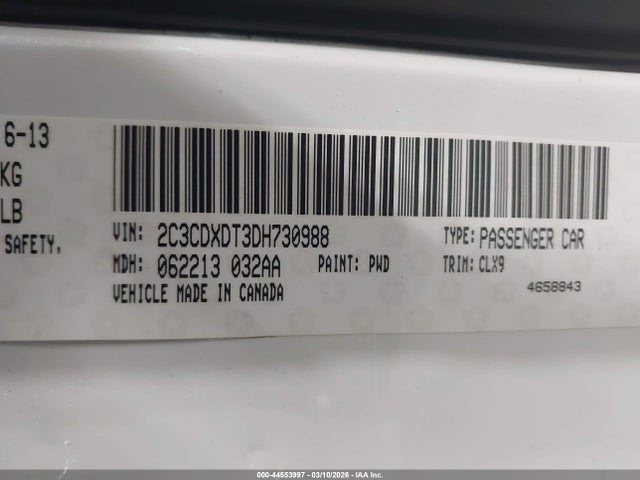 44553997 :رقم المزاد ، 2C3CDXDT3DH730988 vin ، 2013 Dodge Charger R/t Max مزاد بيع