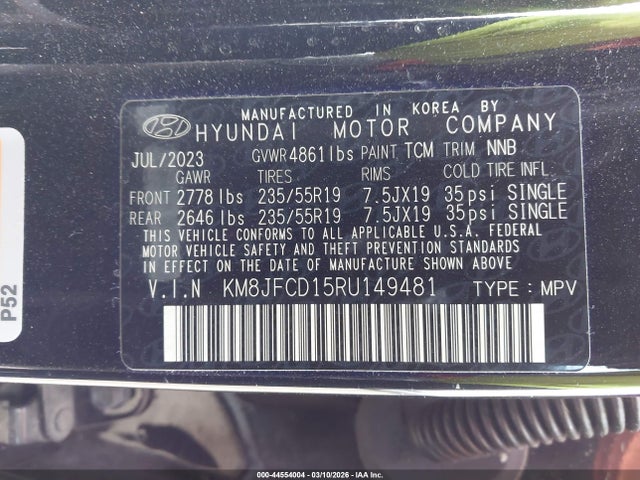 2024 Hyundai Tucson Hybrid N Line მანქანა იყიდება აუქციონზე, vin: KM8JFCD15RU149481, აუქციონის ნომერი: 44554004
