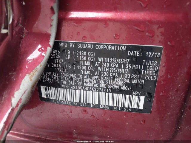 4S4BSAHC5K3274413 Subaru Outback 2.5i Premium