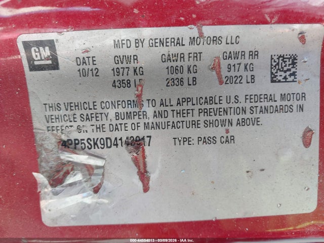 44554013 :رقم المزاد ، 1G4PP5SK9D4143917 vin ، 2013 Buick Verano مزاد بيع