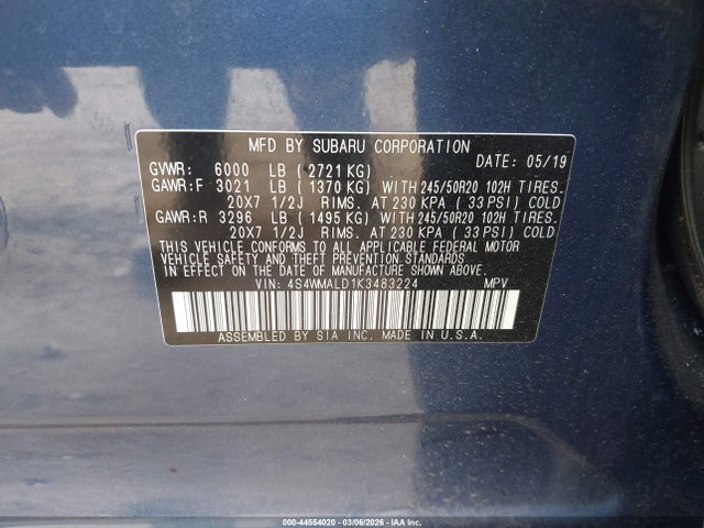 2019 SUBARU ASCENT 4S4WMALD1K3483224 Photo 8