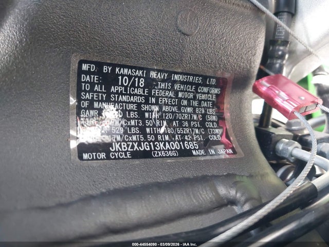 2019 KAWASAKI ZX636 JKBZXJG13KA001685 Photo 9