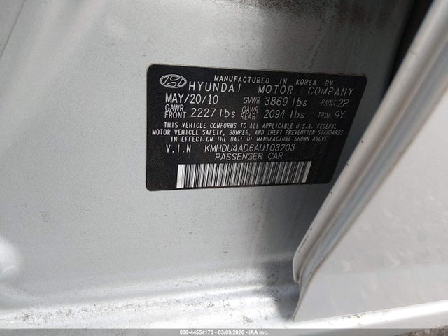 2010 HYUNDAI ELANTRA KMHDU4AD6AU103203 Photo 8