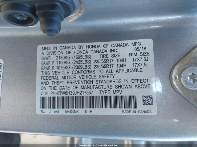 2HKRW6H39JH217557 Honda CR-V LX