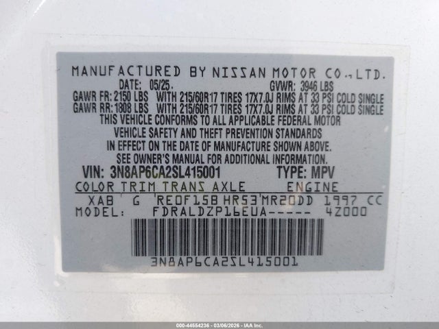 3N8AP6CA2SL415001 Nissan Kicks Sv Fwd