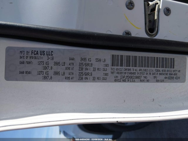 1C4PJMDN9KD180857 Jeep Cherokee Limited 4x4