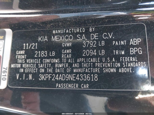 KIA Forte Lxs 2022 3KPF24AD9NE433618 Image 9