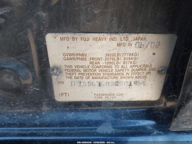 2003 SUBARU IMPREZA JF1GD67503G501964 Photo 8