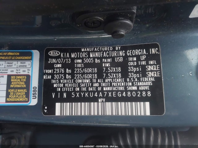 Продаж на аукціоні авто 2014 Kia Sorento Ex V6, vin: 5XYKU4A7XEG480288, номер лоту: 44554367
