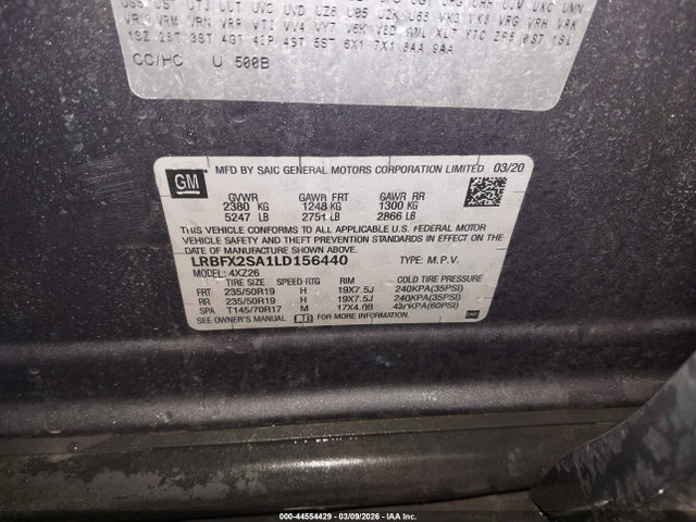 44554429 :رقم المزاد ، LRBFX2SA1LD156440 vin ، 2020 Buick Envision Awd Essence مزاد بيع