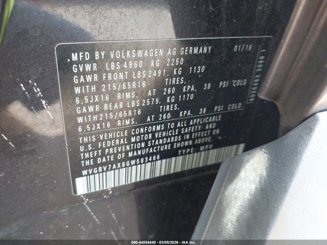 2016 VOLKSWAGEN TIGUAN WVGBV7AX8GW583466 Photo 8