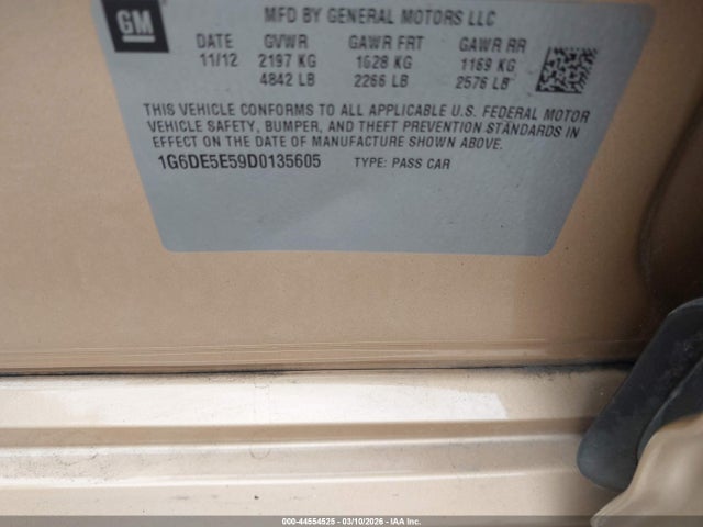 Продажа на аукционе авто 2013 Cadillac Cts Luxury, vin: 1G6DE5E59D0135605, номер лота: 44554525