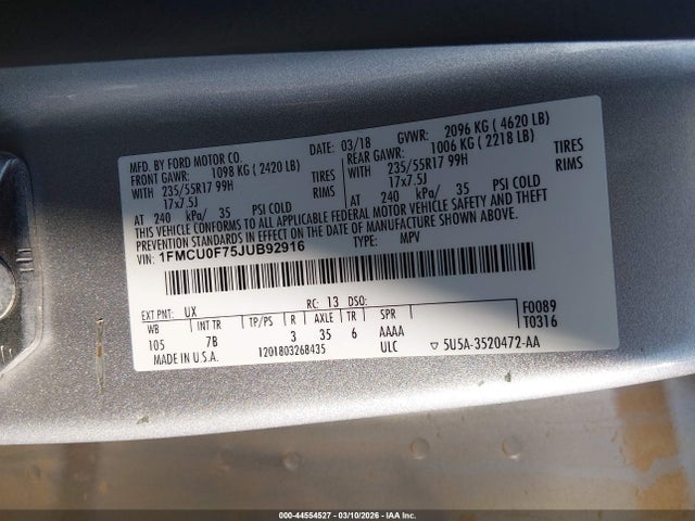 Ford ESCAPE S 2018 1FMCU0F75JUB92916 Image 9