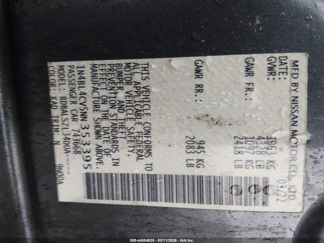 2022 NISSAN ALTIMA 1N4BL4CV5NN353395 Photo 8