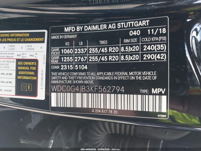 2019 MERCEDES-BENZ GLC 300 WDC0G4JB3KF562794 Photo 8