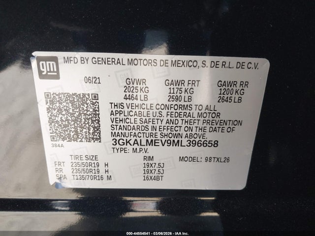 Продаж на аукціоні авто 2021 Gmc Terrain Fwd Sle, vin: 3GKALMEV9ML396658, номер лоту: 44554541