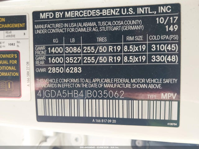 4JGDA5HB4JB035062 Mercedes-Benz Gle 350 4matic