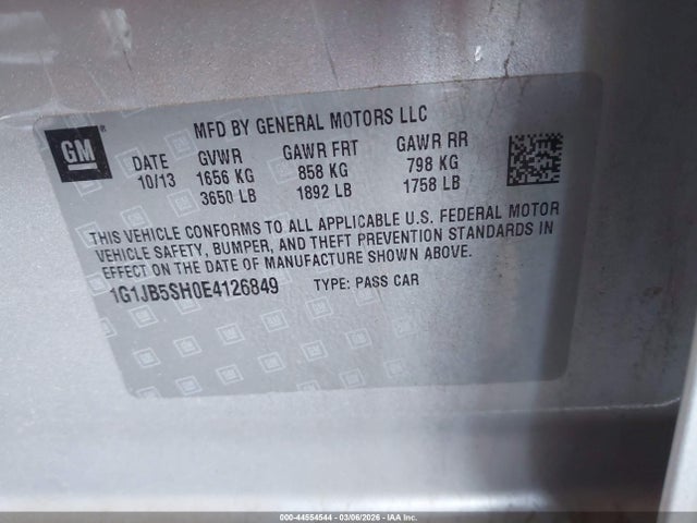 1G1JB5SH0E4126849 Chevrolet Sonic Ls Manual