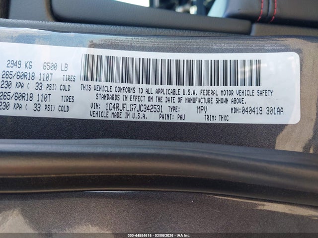 1C4RJFLG7JC342531 Jeep Grand Cherokee Trailhawk 4x4