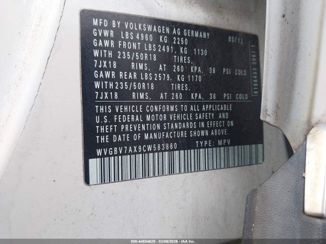 2012 VOLKSWAGEN TIGUAN WVGBV7AX9CW583860 Photo 8