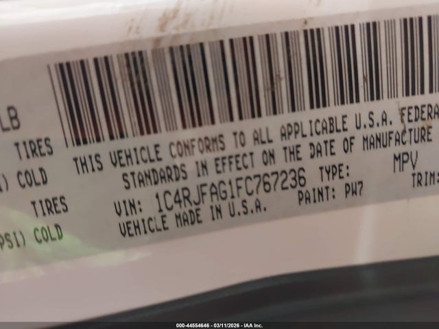 2015 JEEP GRAND CHEROKEE 1C4RJFAG1FC767236 Photo 8