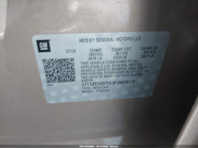 Chevrolet MALIBU LT 2018 1G1ZD5ST0JF267677 Image 9