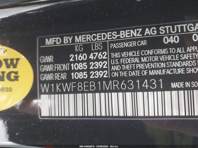 W1KWF8EB1MR631431 Mercedes-Benz C 300 4matic