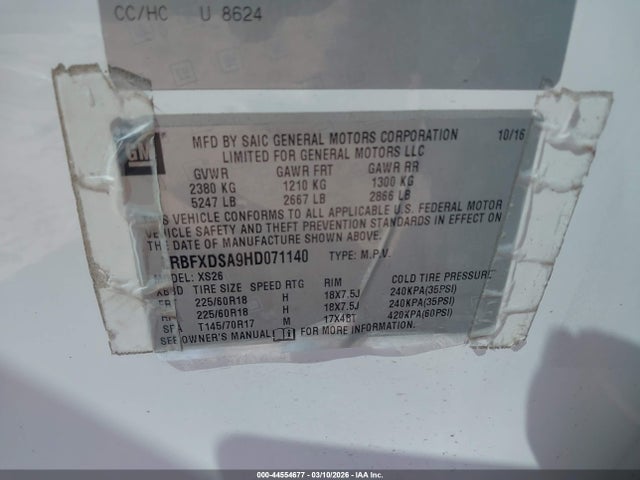 44554677 :رقم المزاد ، LRBFXDSA9HD071140 vin ، 2017 Buick Envision Essence مزاد بيع
